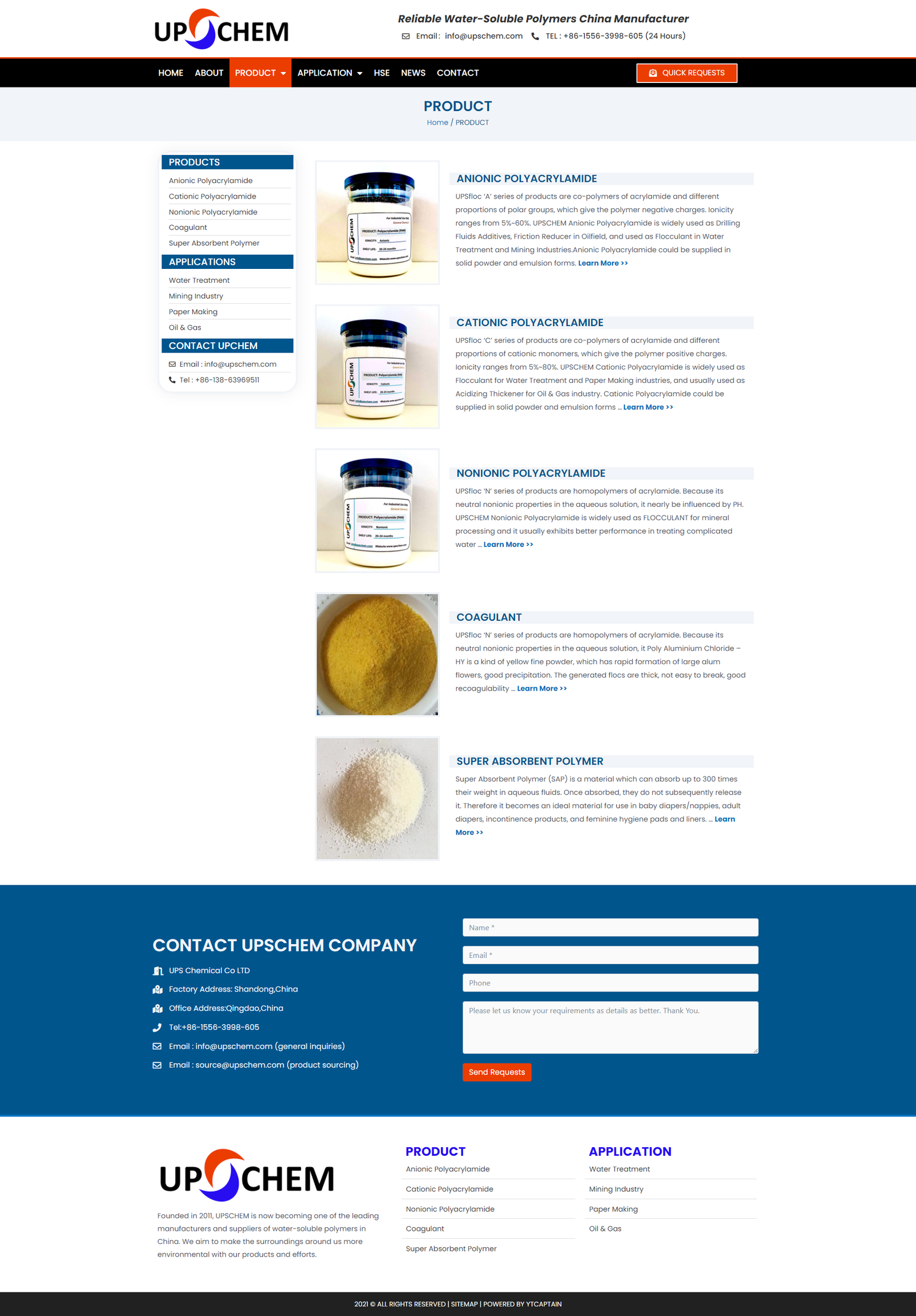wordpress外贸建站公司案例：聚合物制造商 b2b外贸独立站 阴离子聚丙烯酰胺、阳离子聚丙烯酰胺、非离子聚丙烯酰胺、凝聚剂以及超级吸水聚合物