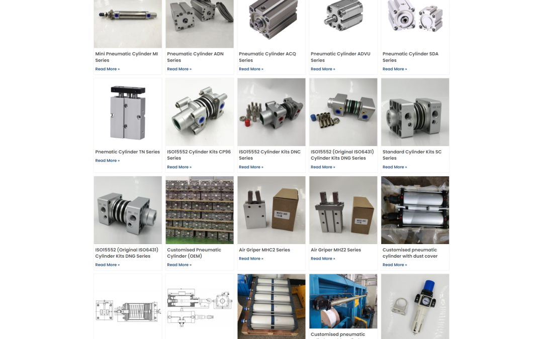 wordpress外贸建站公司案例：气动元件制造商 b2b外贸独立站 气动缸、气动夹爪、标准气缸套件及定制气缸