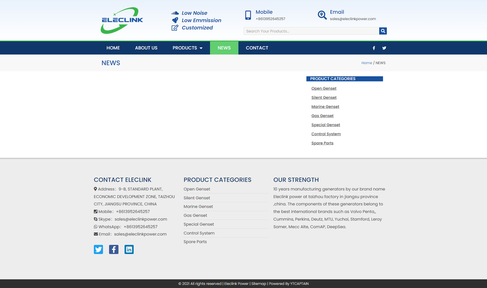 wordpress外贸建站公司案例：发电机组制造商 b2b外贸独立站 开放型、静音、船用、燃气及特殊发电机组