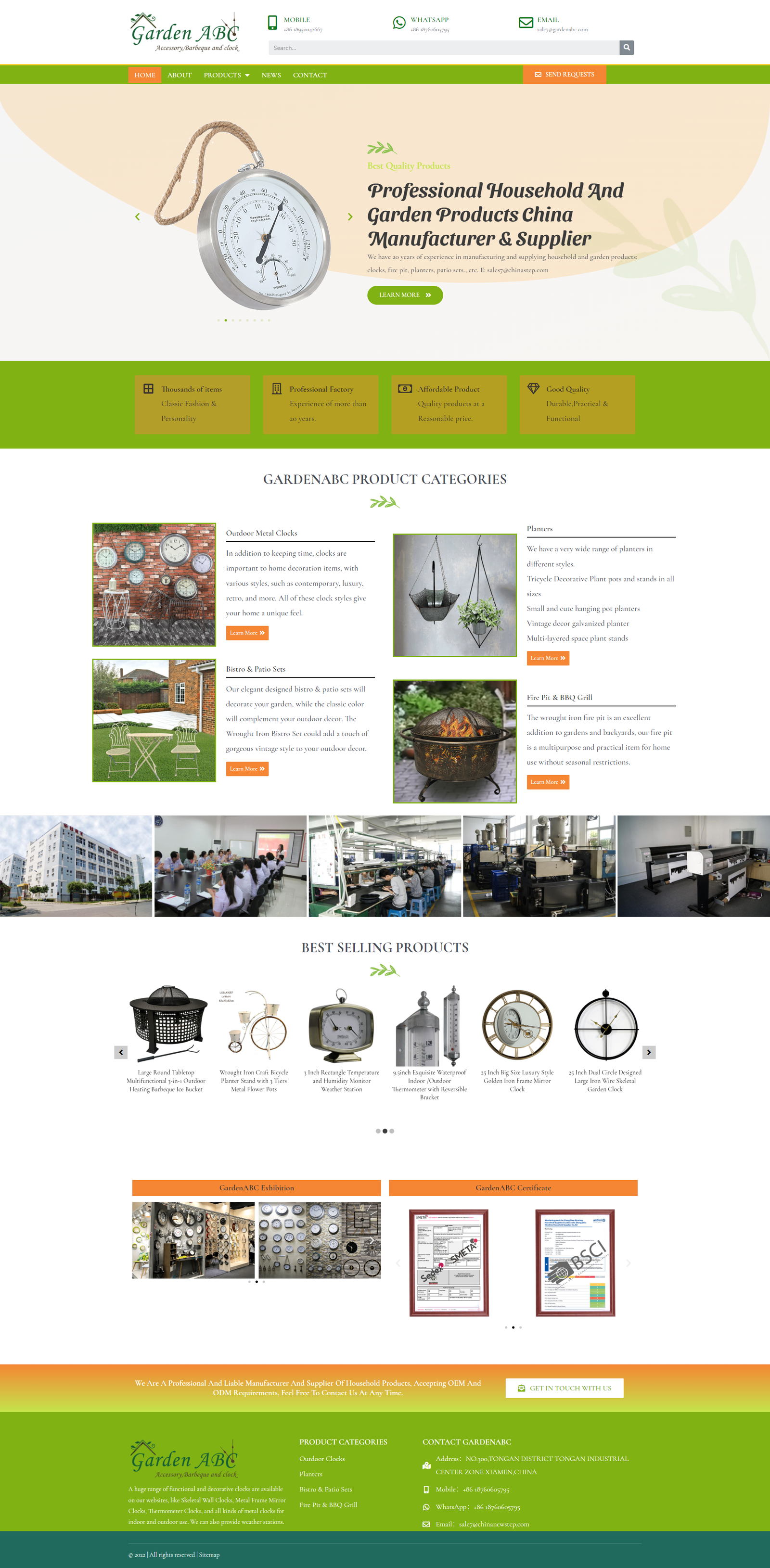 wordpress外贸建站公司案例：户外家居制造商 b2b外贸独立站 外钟、花盆、露台家具、烧烤炉