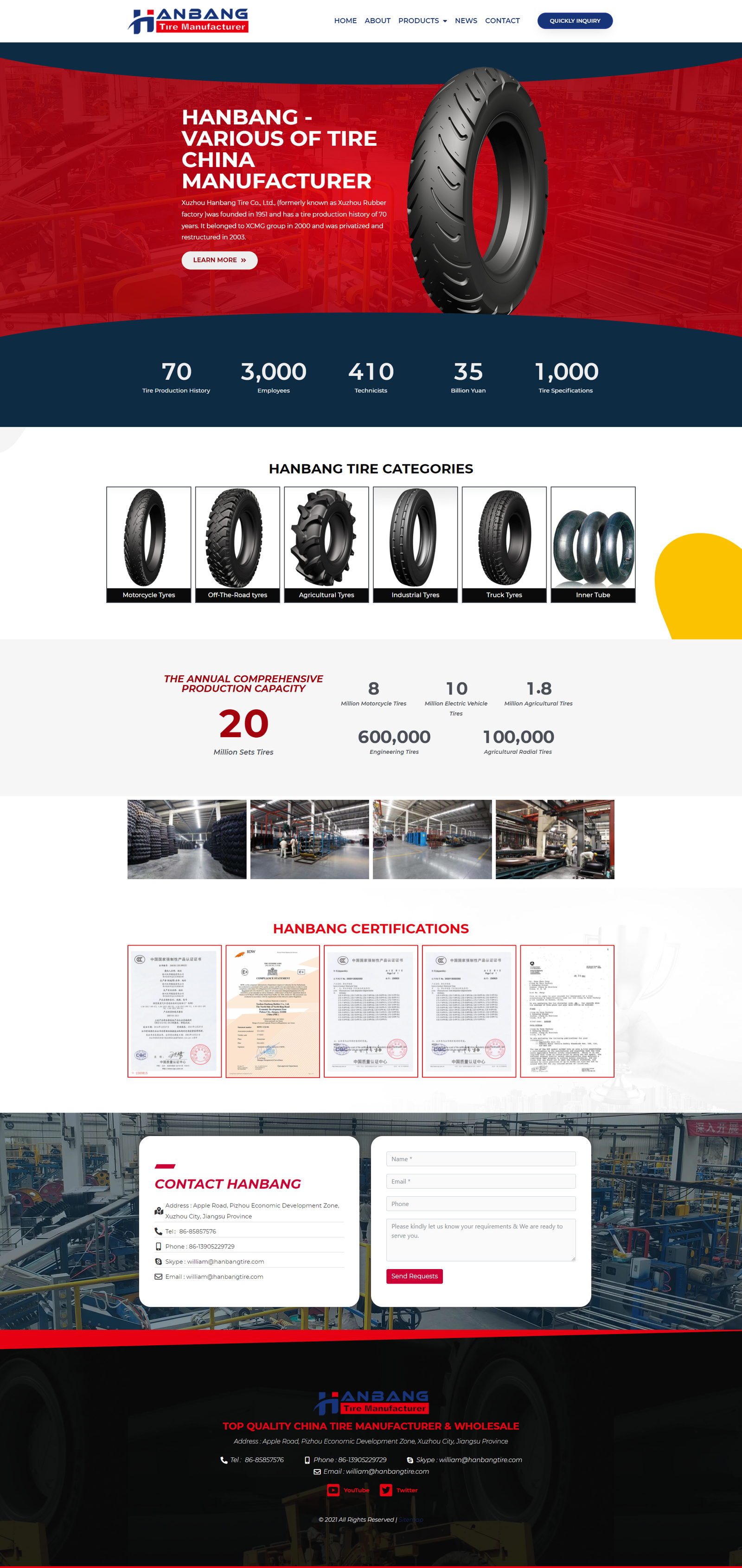 wordpress外贸建站公司案例：轮胎制造商和出口商 b2b外贸独立站 摩托车轮胎、越野轮胎、农业轮胎、工业轮胎、卡车轮胎