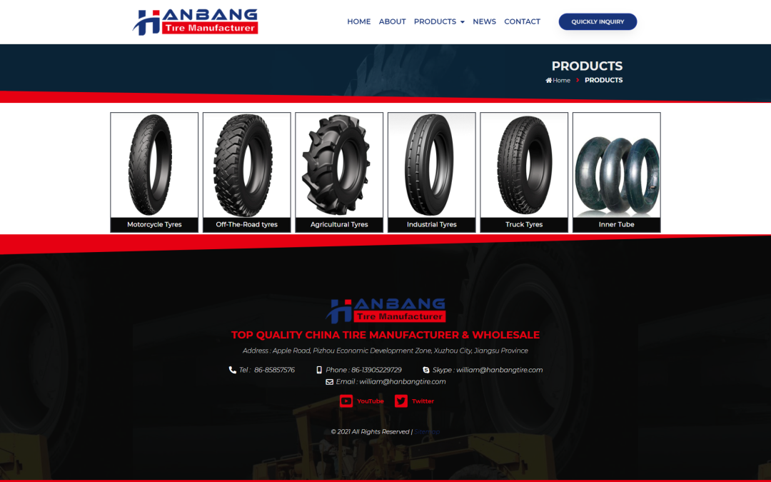 WordPress外贸建站公司案例：轮胎制造商和出口商 B2B外贸独立站 摩托车轮胎、越野轮胎、农业轮胎、工业轮胎、卡车轮胎