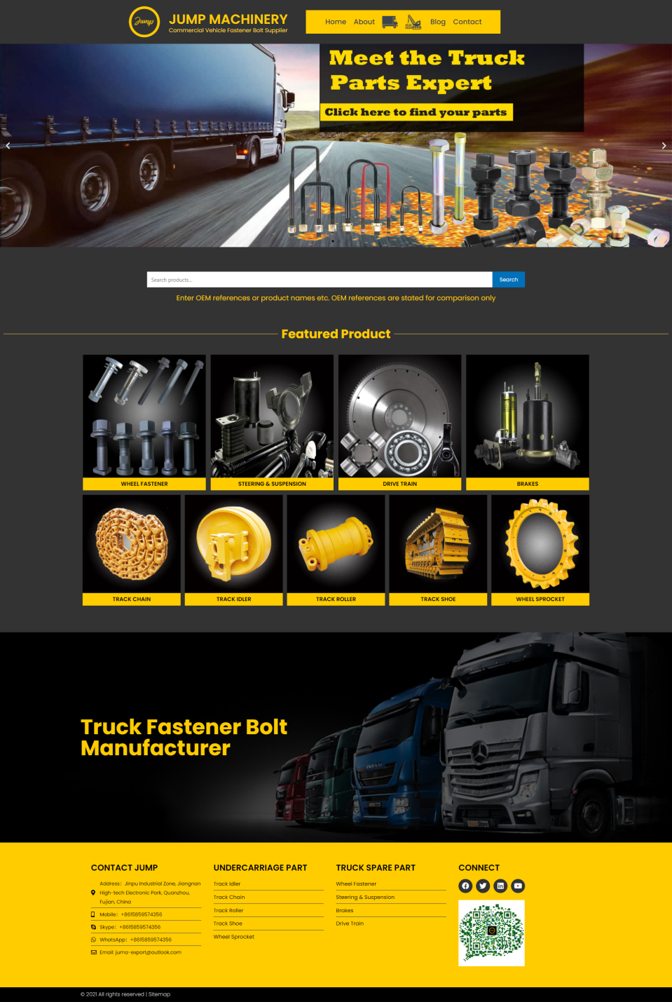 wordpress外贸建站公司案例：汽车及工程机械零部件制造商b2b外贸独立站 车轮固定器、转向与悬挂系统、刹车系统、传动系统