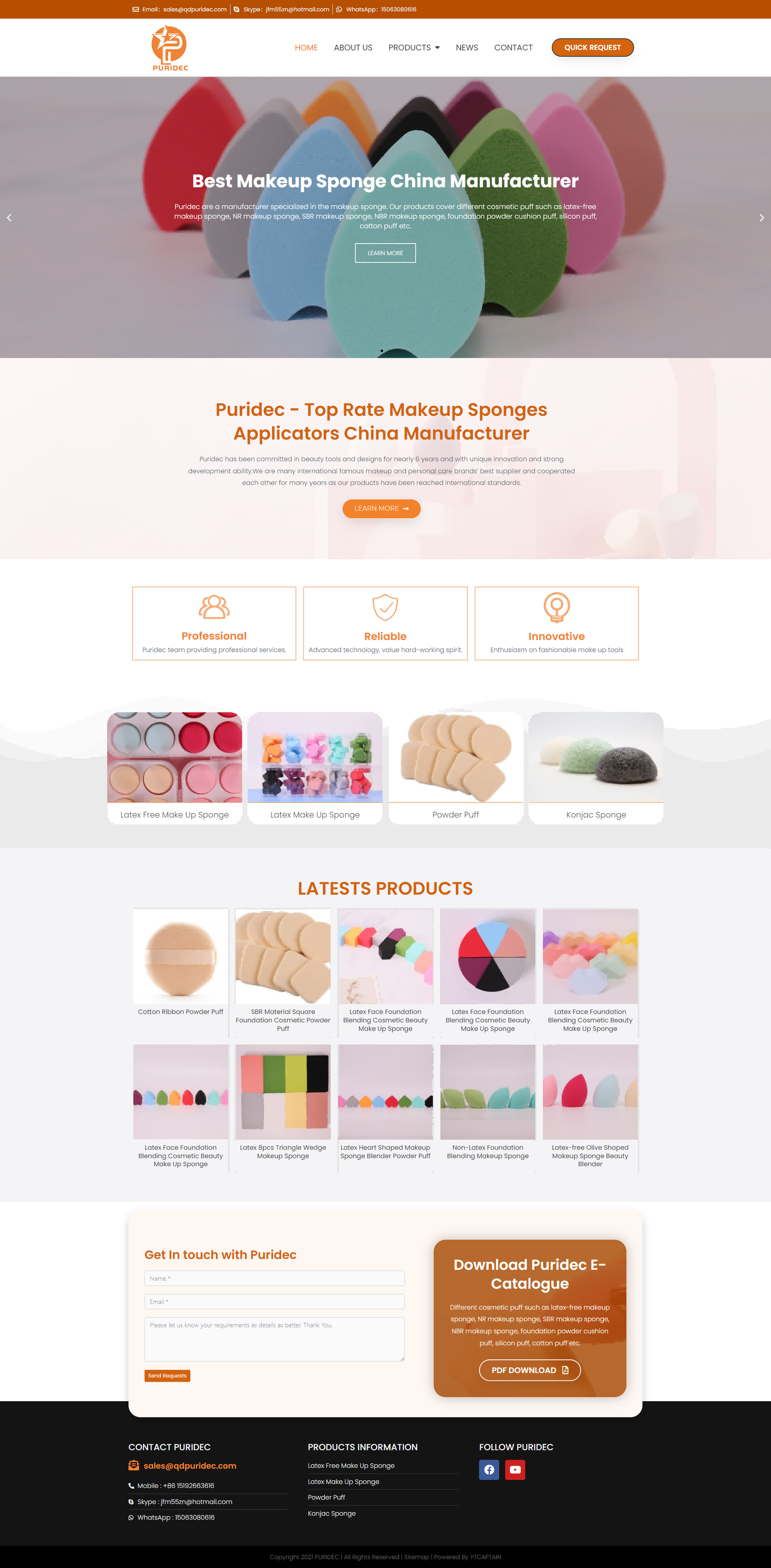 wordpress外贸建站公司案例：化妆工具制造商 b2b外贸独立站 无乳胶化妆海绵、乳胶化妆海绵、粉扑、魔芋海绵