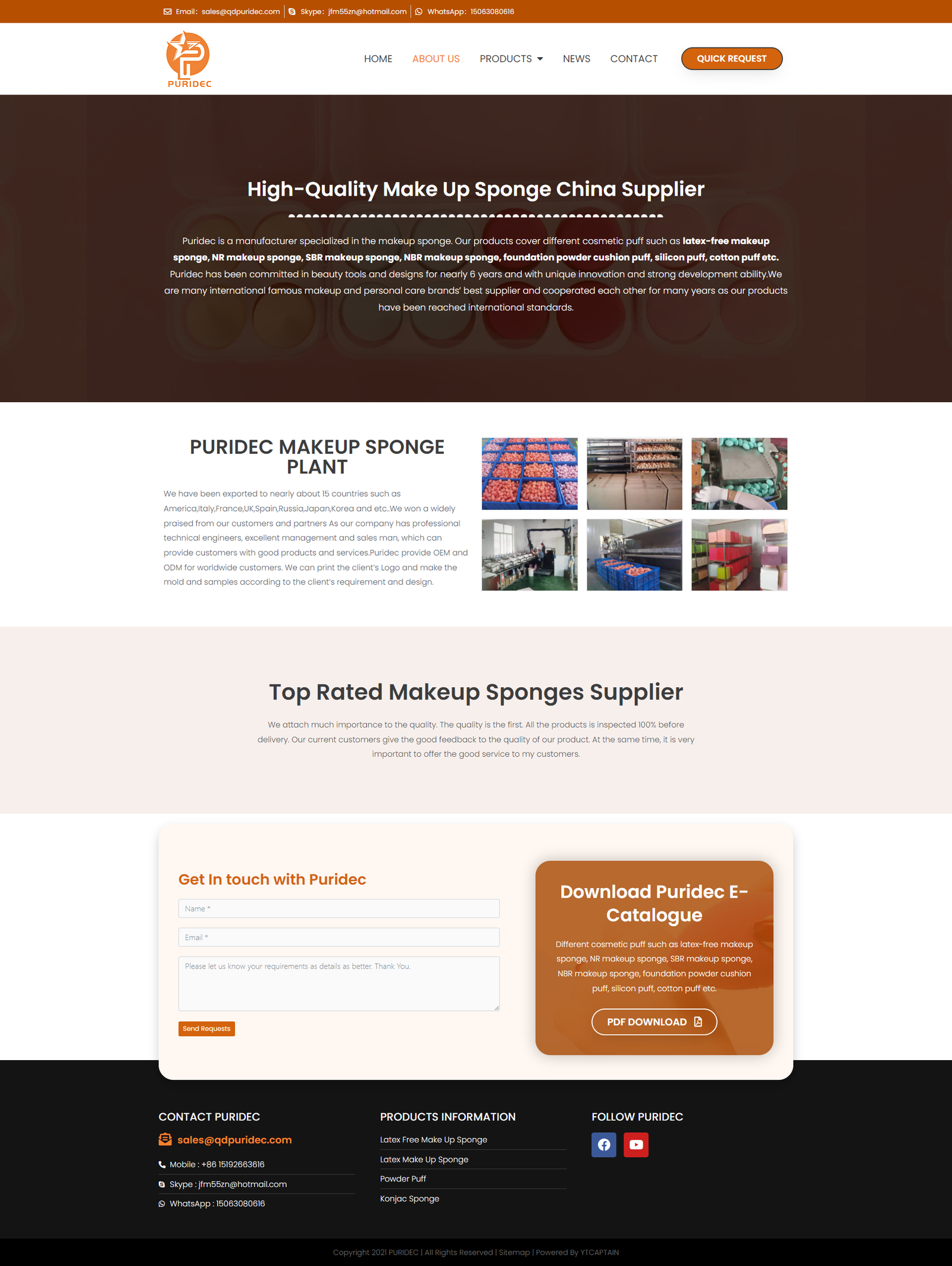 wordpress外贸建站公司案例：化妆工具制造商 b2b外贸独立站 无乳胶化妆海绵、乳胶化妆海绵、粉扑、魔芋海绵