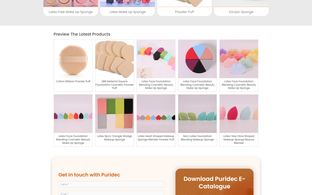 WordPress外贸建站公司案例：化妆工具制造商 B2B外贸独立站 无乳胶化妆海绵、乳胶化妆海绵、粉扑、魔芋海绵