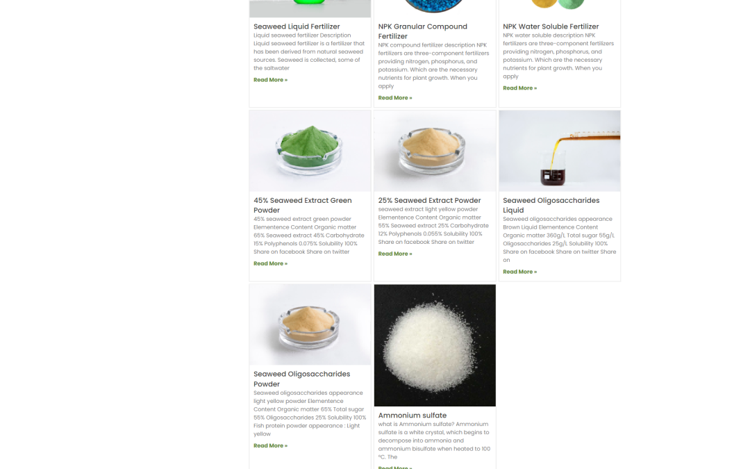 WordPress外贸建站公司案例：肥料及农业化学品制造商 B2B外贸独立站 鱼蛋白、海藻肥料、蚯蚓肥料、氮磷钾肥料、硫酸铵