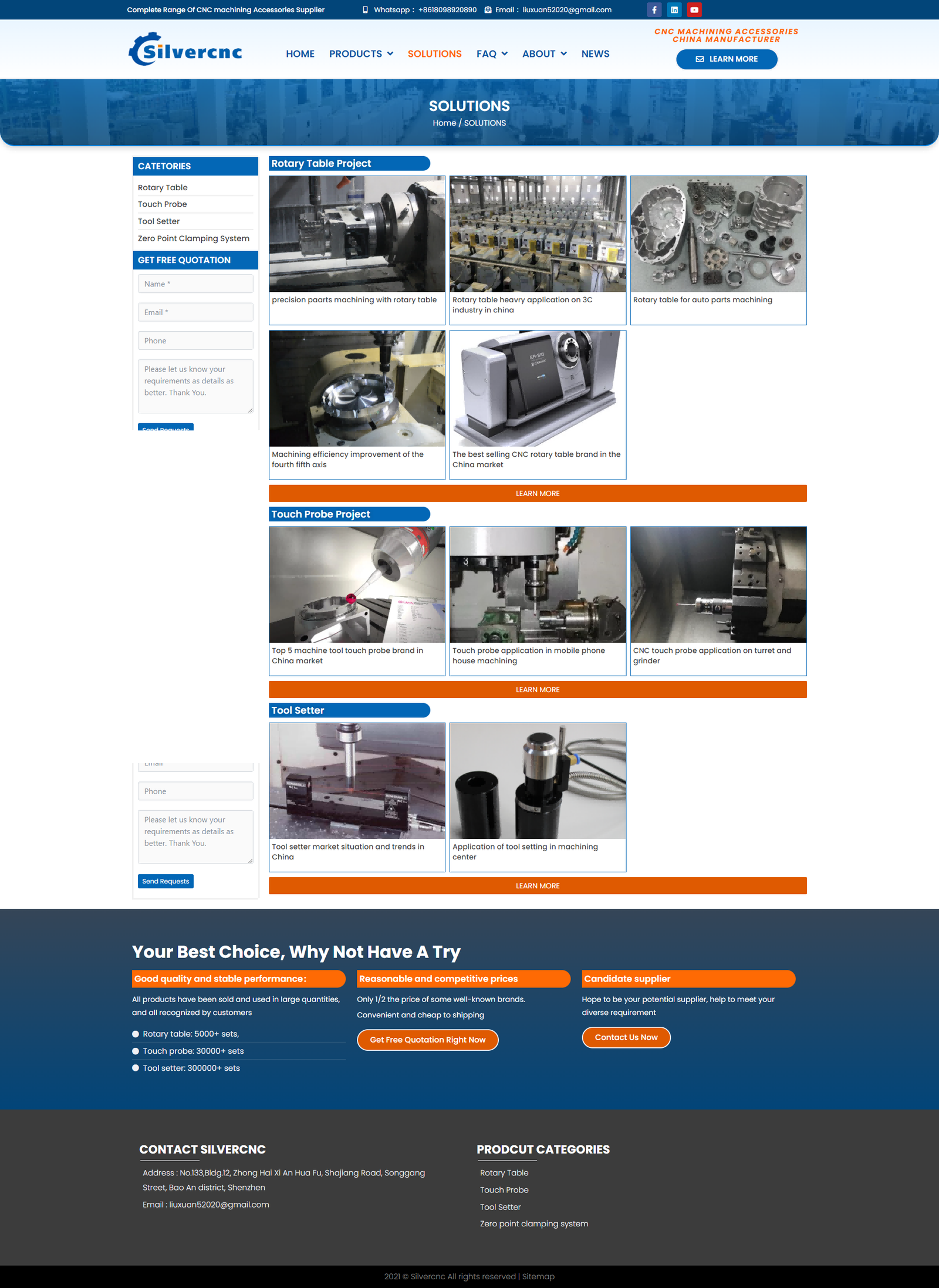 wordpress外贸建站公司案例：数控机床及精密制造设备供应商 b2b外贸独立站 旋转台、探针、工具预设器、零点夹紧系统