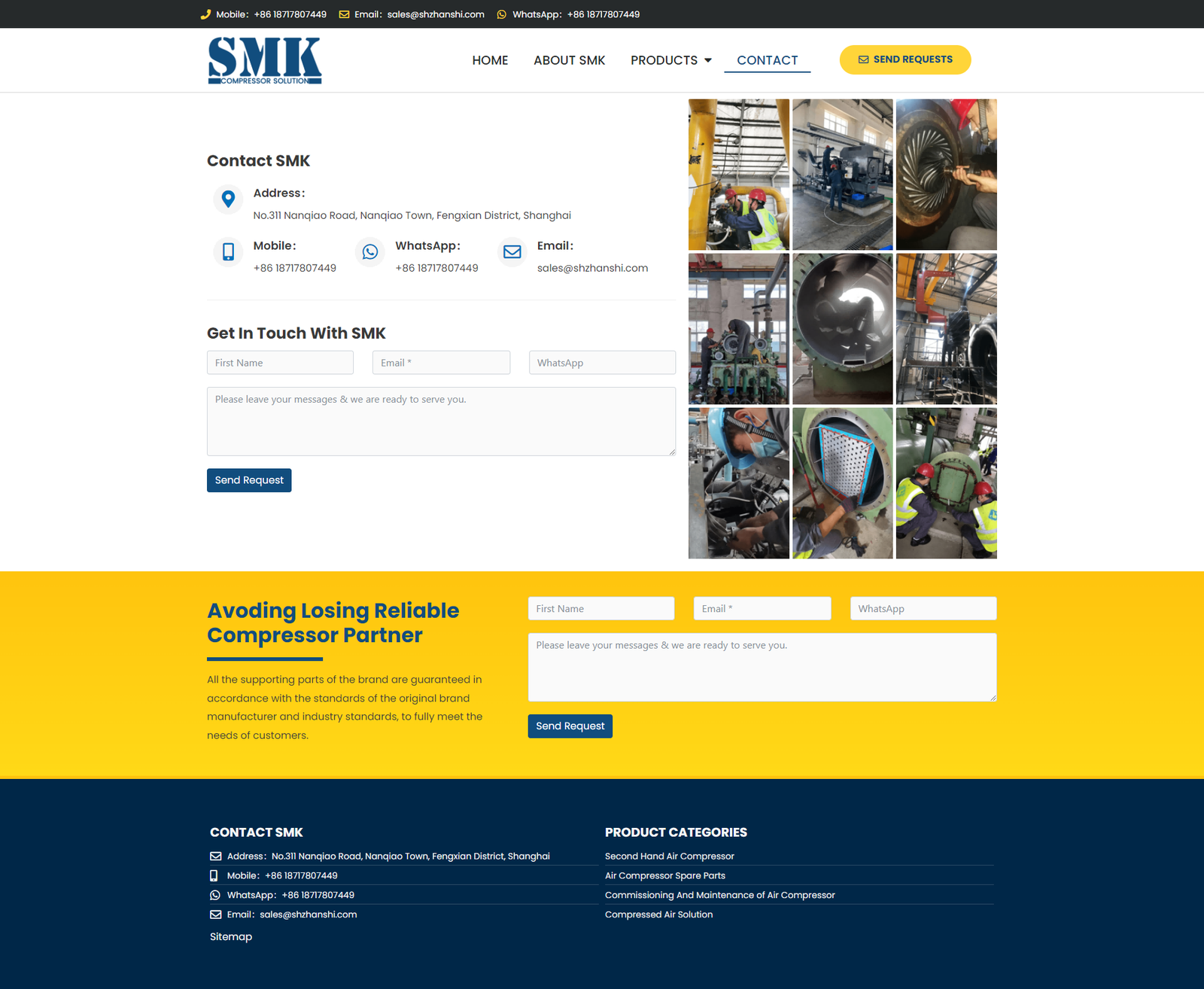 wordpress外贸建站公司案例：空气压缩机及相关设备供应商 b2b外贸独立站 二手空气压缩机、空气压缩机备件、调试与维护