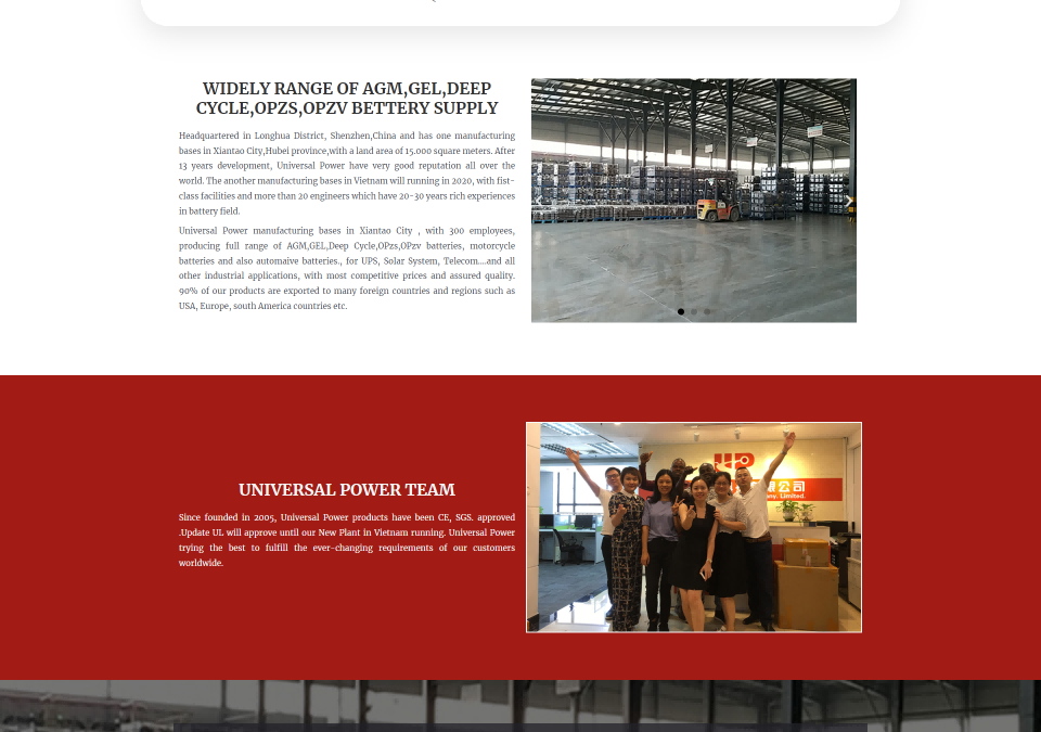 WordPress外贸建站公司案例：电池充电器制造商 B2B外贸独立站 AGM铅酸电池、汽车电池、锂电池、摩托车启动铅酸电池